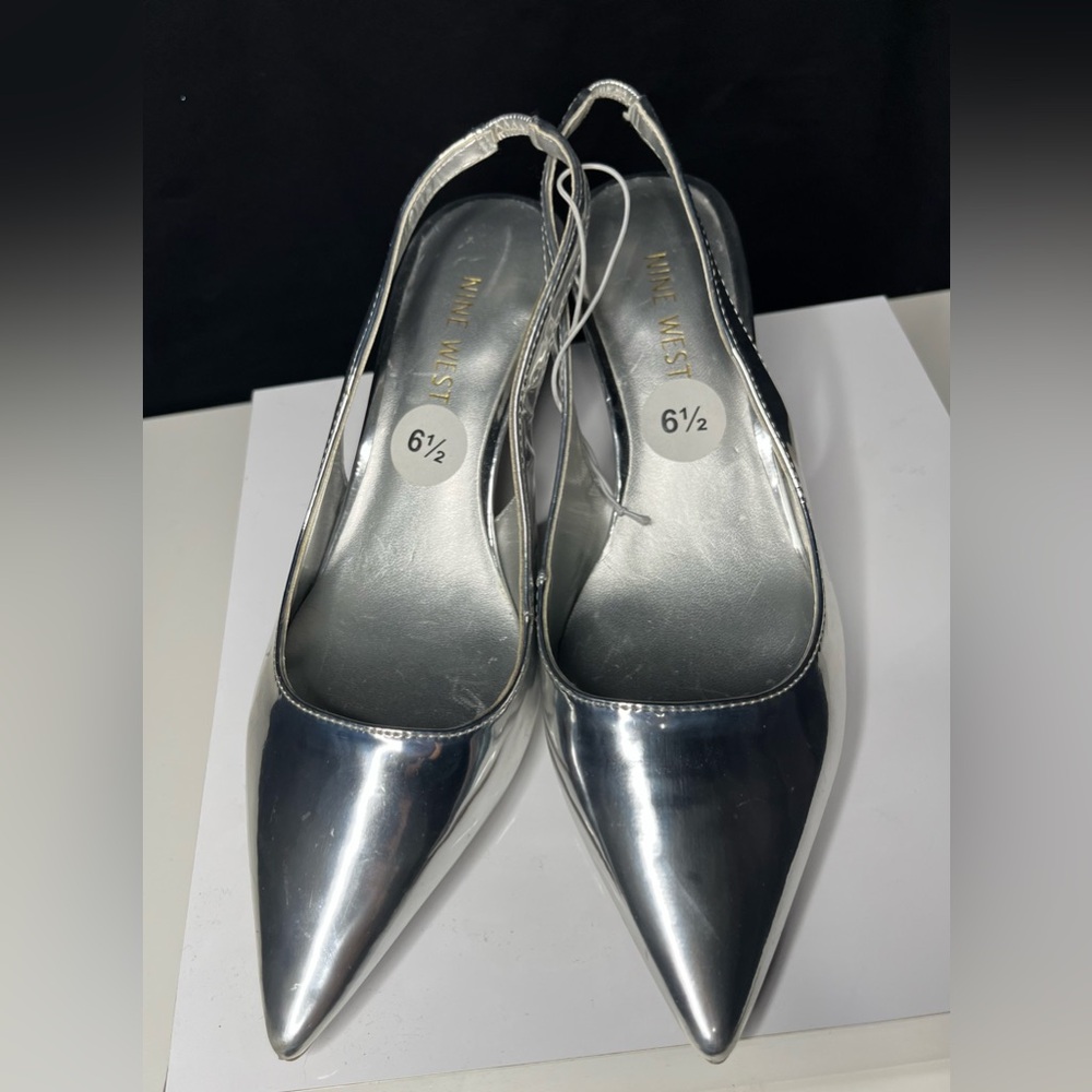Nine West Metallic Silver Heels
